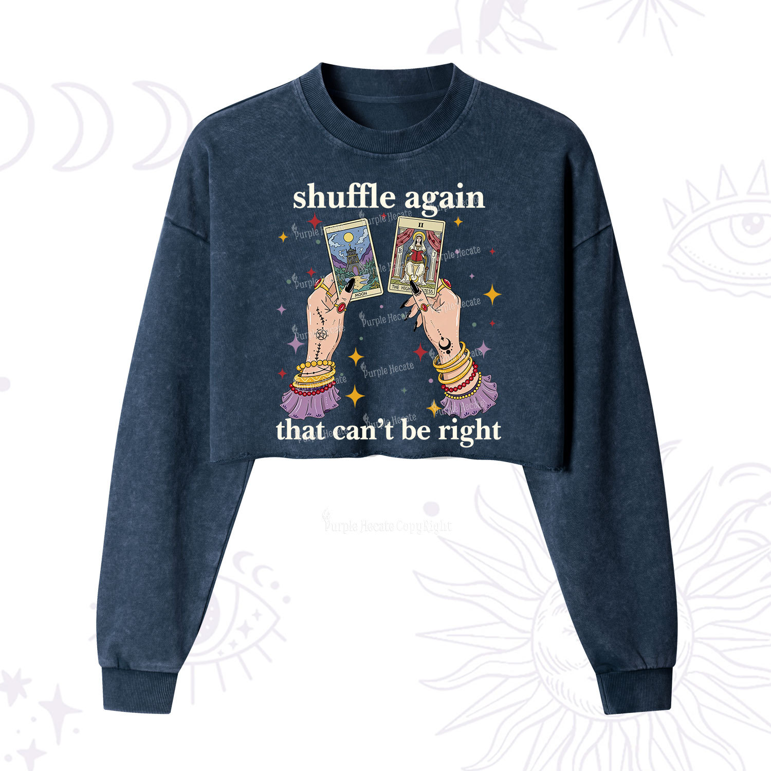Purplehecate Shuffle Again That Can't Be Right Cropped Washed Sweatshirt