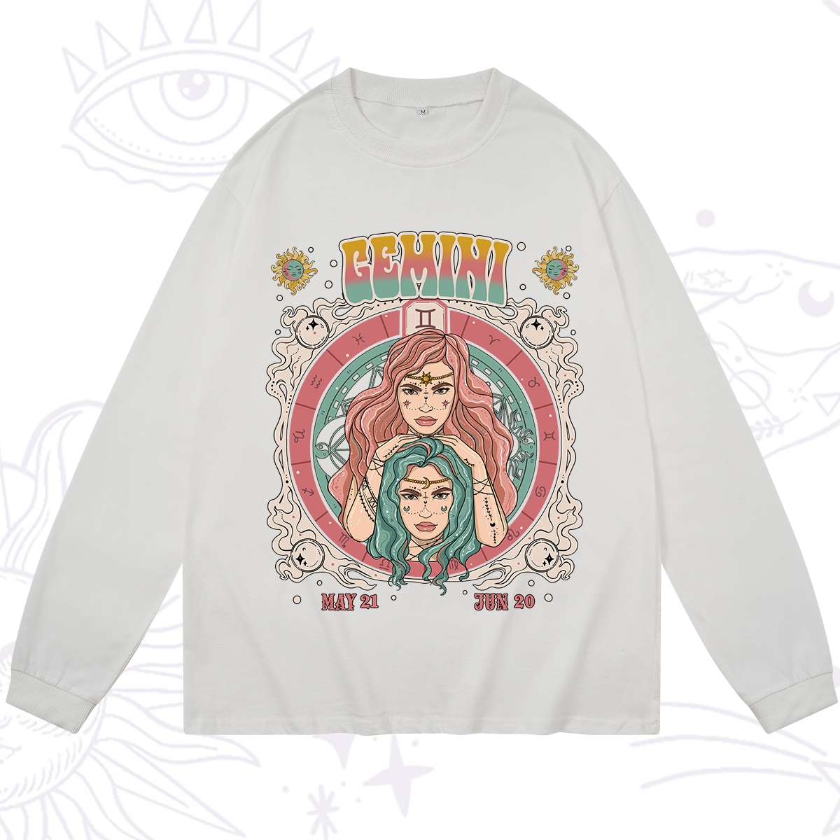 Purplehecate Gemini Cosmic Zodiac Long Sleeve T-Shirt