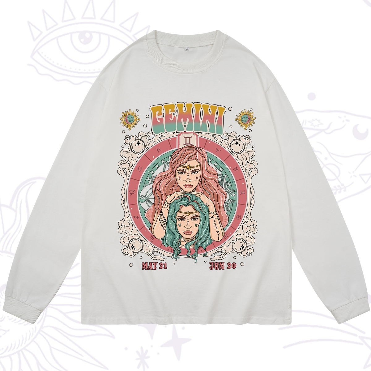 Purplehecate Gemini Cosmic Zodiac Long Sleeve T-Shirt