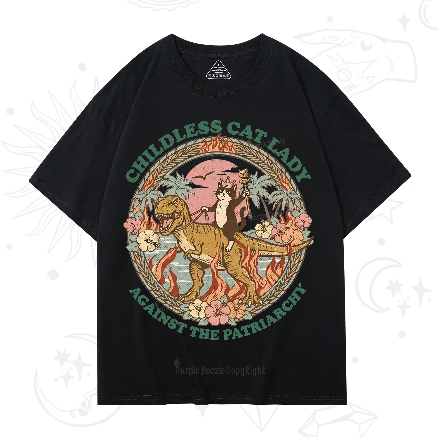 Purplehecate Childless Cat Lady Burn the Patriarchy T-Shirt
