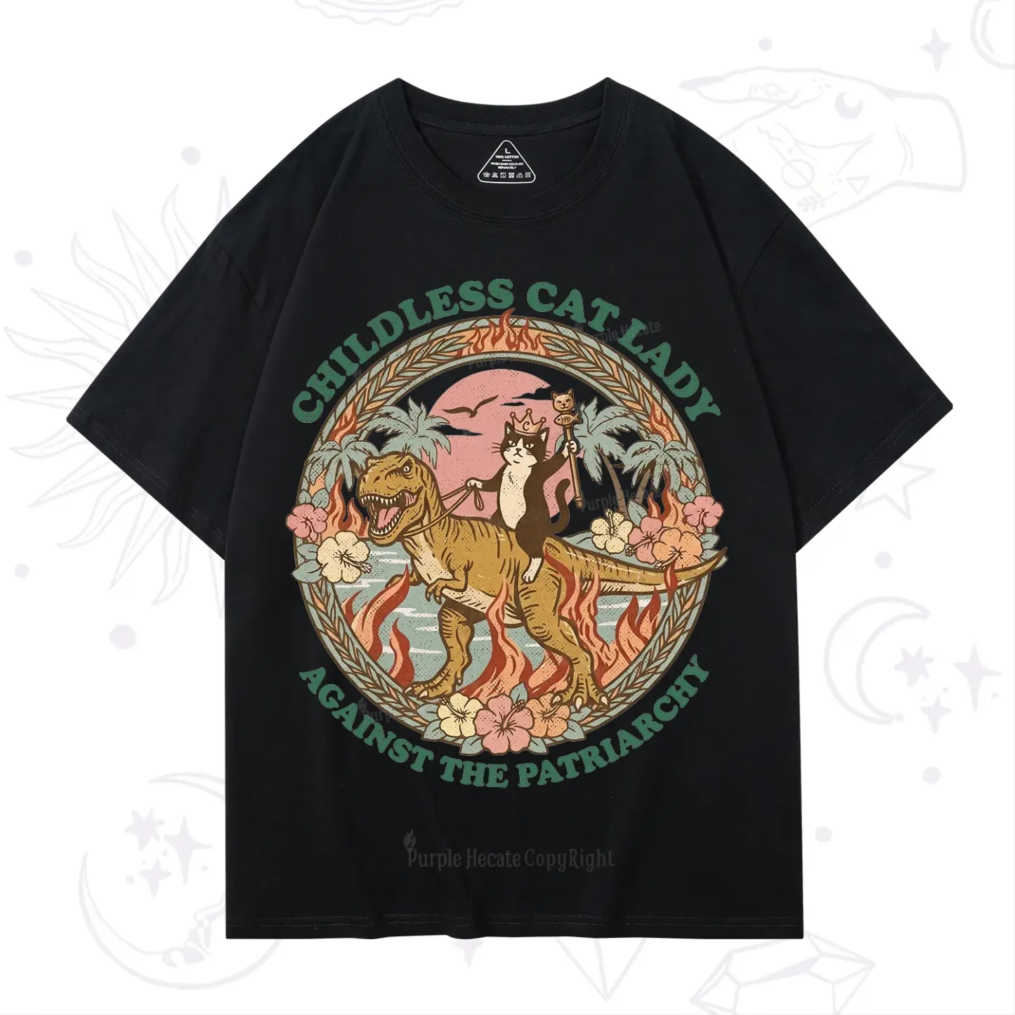 Purplehecate Childless Cat Lady Burn the Patriarchy T-Shirt