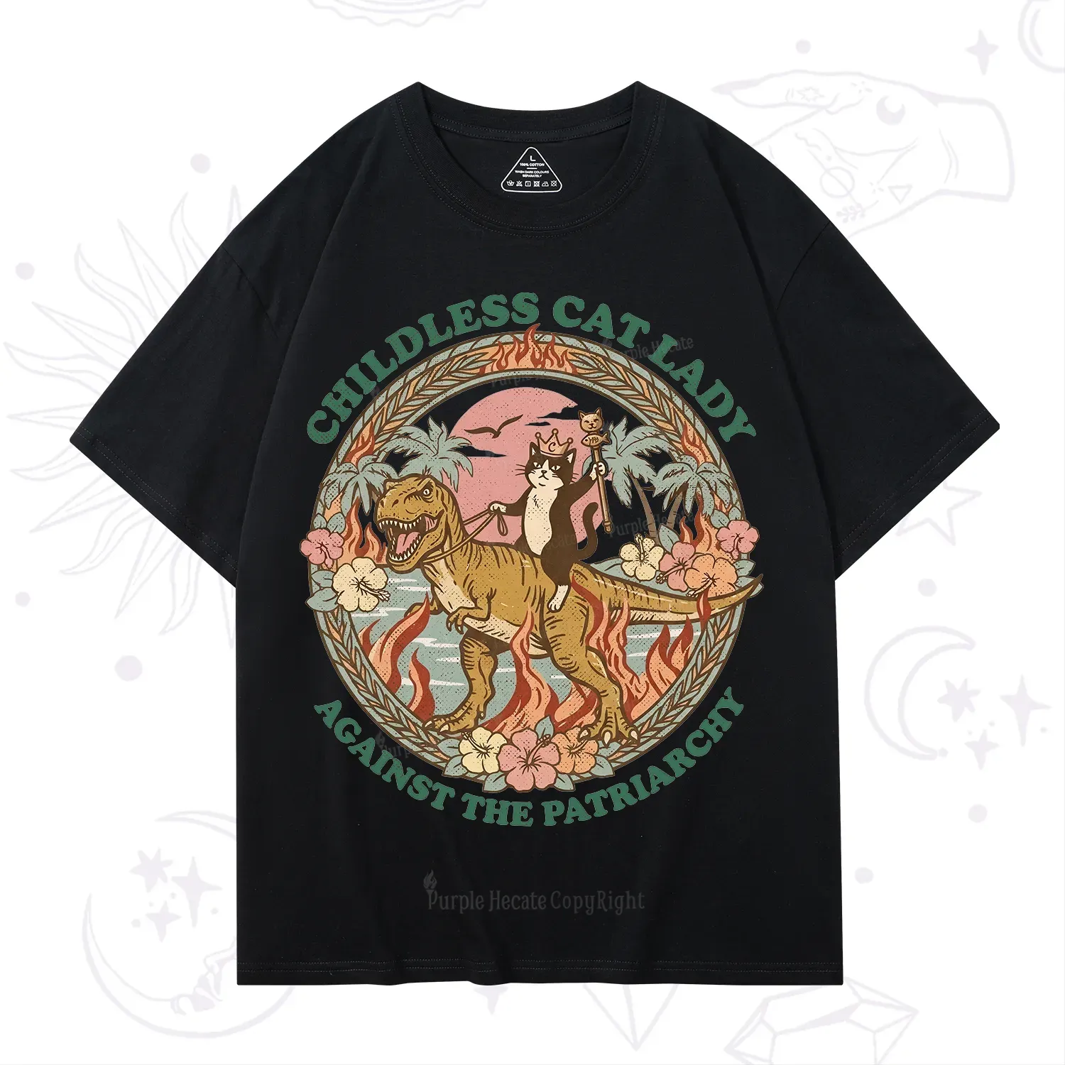 Purplehecate Childless Cat Lady Burn the Patriarchy T-Shirt