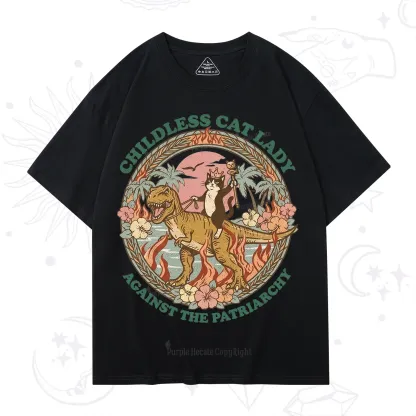 Purplehecate Childless Cat Lady Burn the Patriarchy T-Shirt