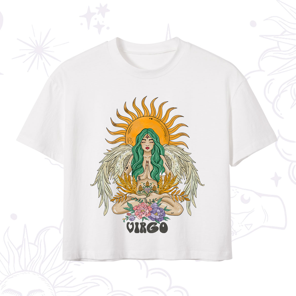 Purplehecate Sun Guardian Of Virgo Zodiac Crop T-Shirt 