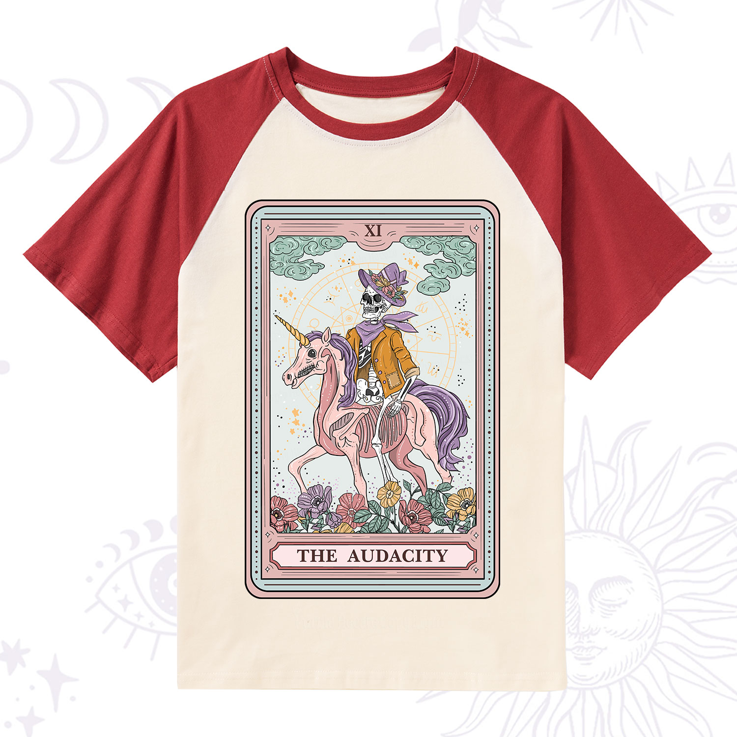 Purplehecate The Audacity Tarot Card Raglan Short Sleeve T‑Shirt