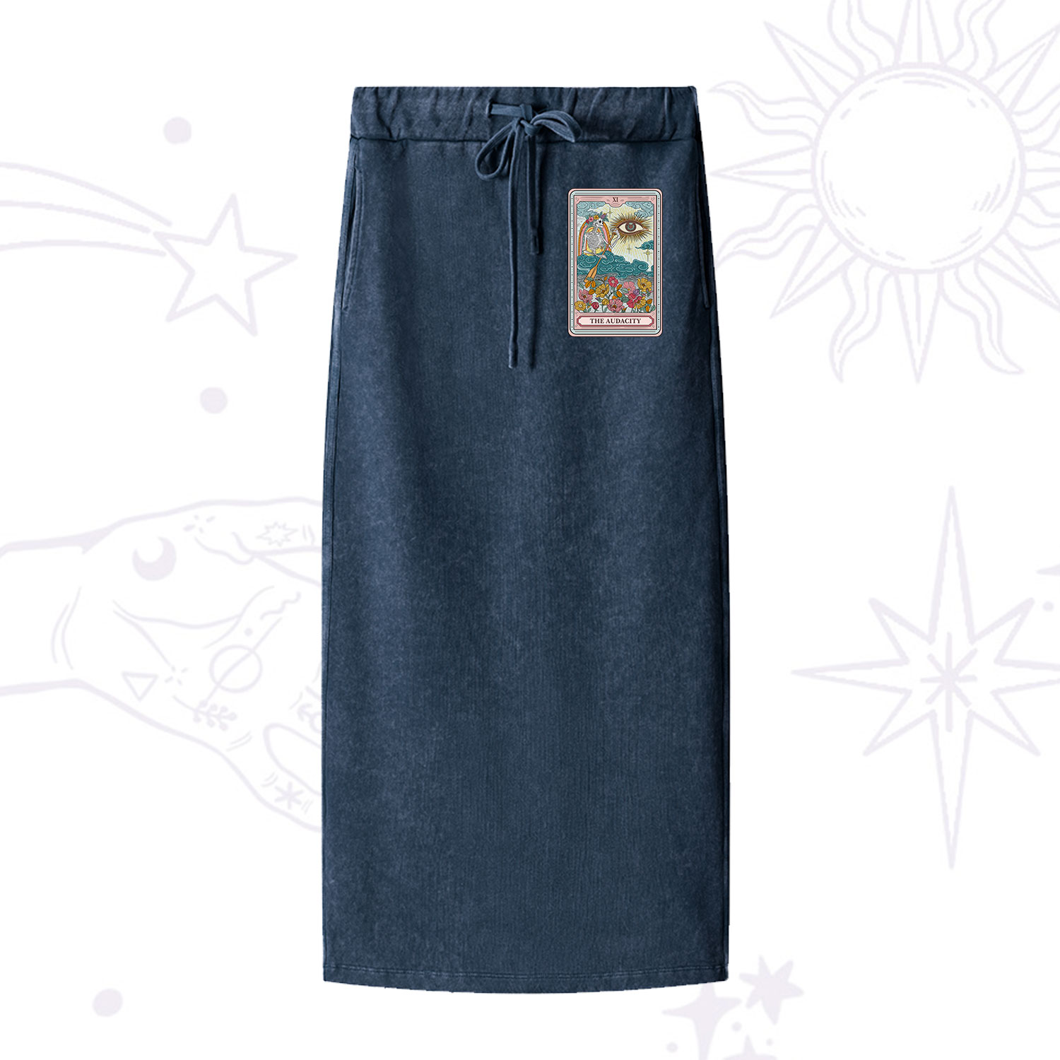 Purplehecate The Audacity Tarot Washed Drawstring Long Skirt