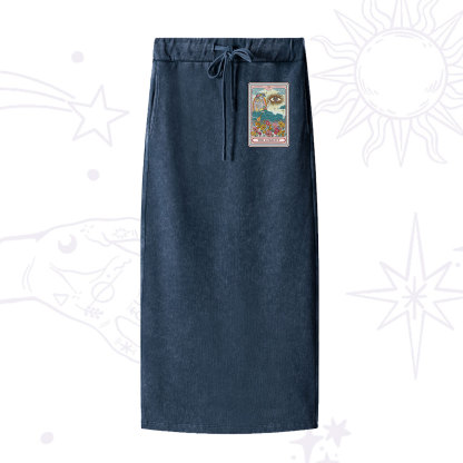 Purplehecate The Audacity Tarot Washed Drawstring Long Skirt