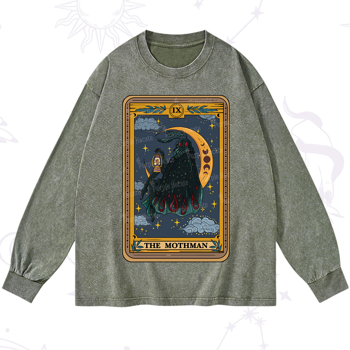 Purplehecate The Mothmen Tarot Washed Long Sleeve Shirt