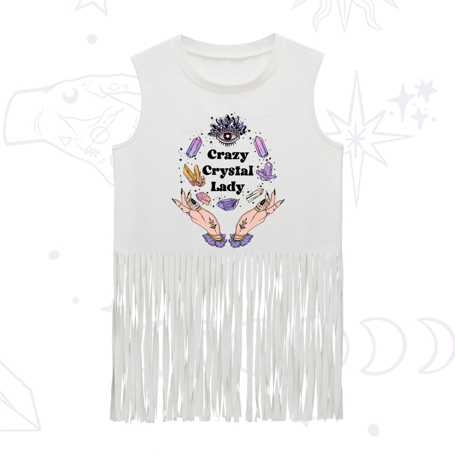Purplehecate Crazy Crystal Lady Fringe Tank Top