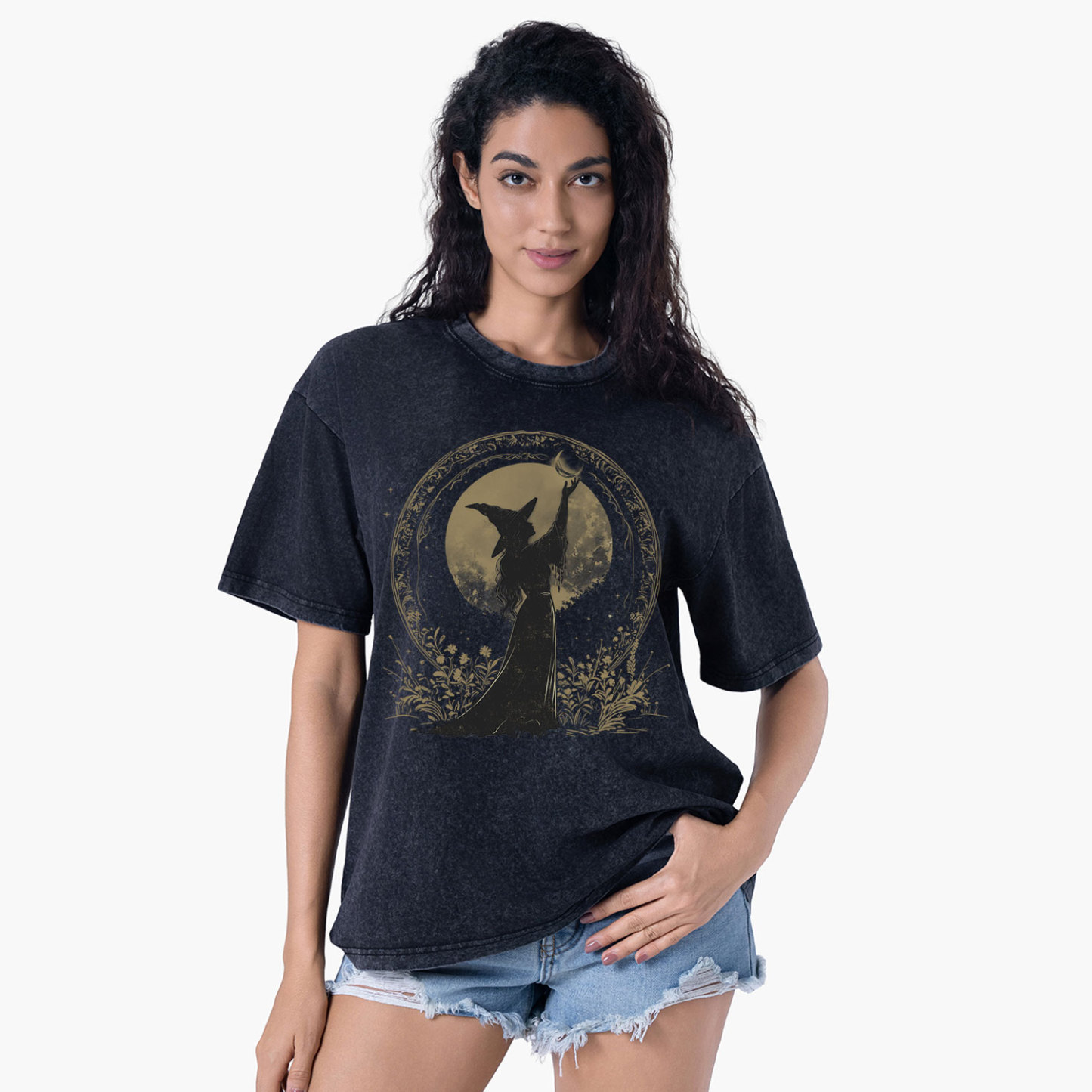 Purplehecate The Moon Witch Washed T-Shirt