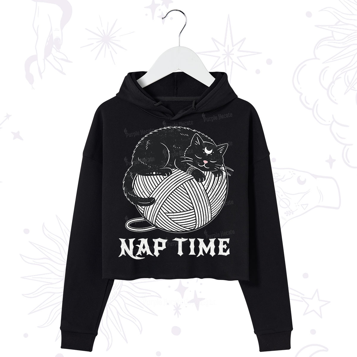 Purplehecate Nap Time Cat Crop Hoodie