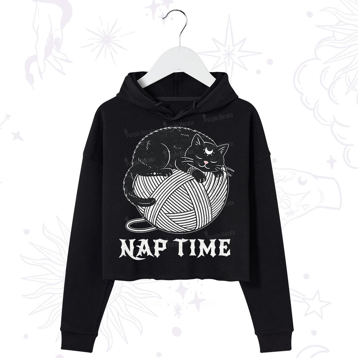 Purplehecate Nap Time Cat Crop Hoodie