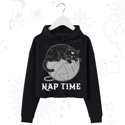 Purplehecate Nap Time Cat Crop Hoodie