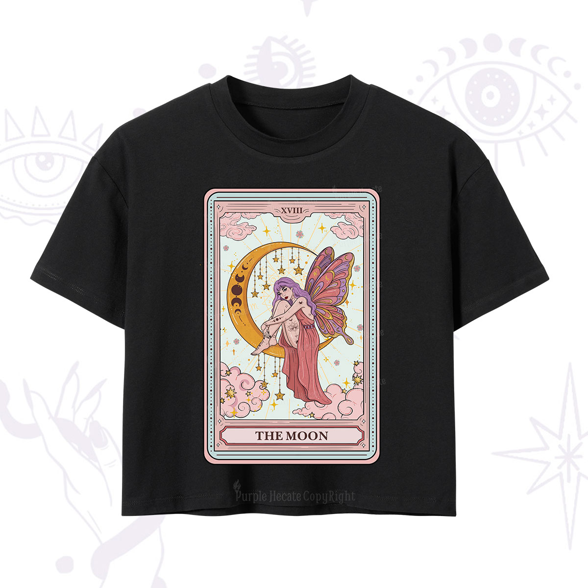 Purplehecate The Moon Tarot Crop T-Shirt