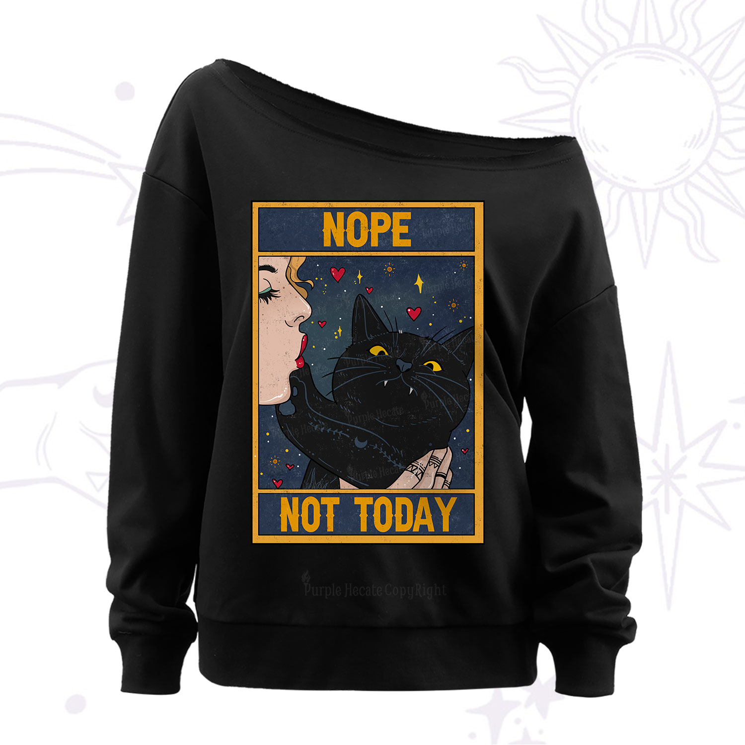 Purplehecate The Nope Not Today Tarot Off The Shoulder Sweatshirt