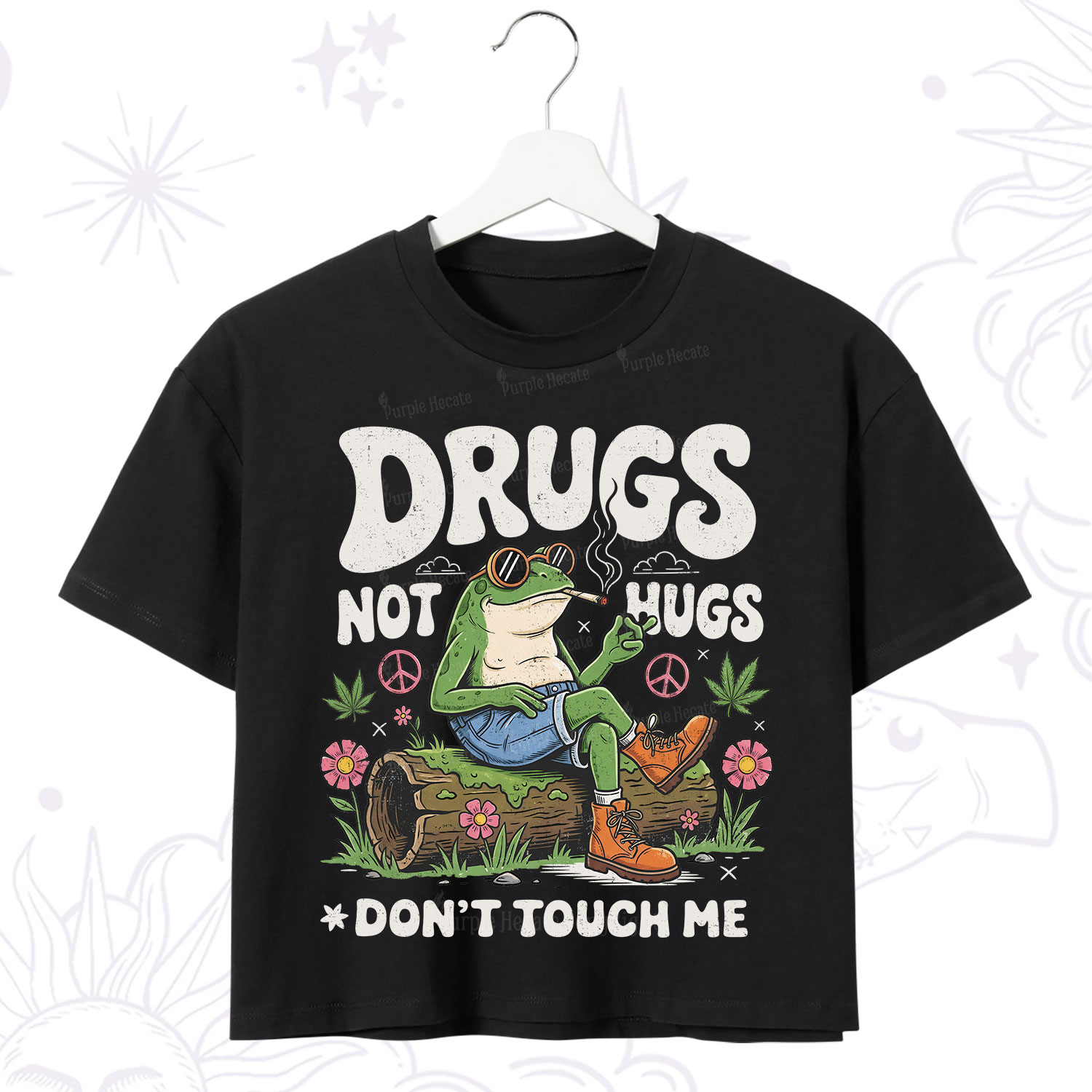 Purplehecate Drugs Not Hugs Crop T-Shirt