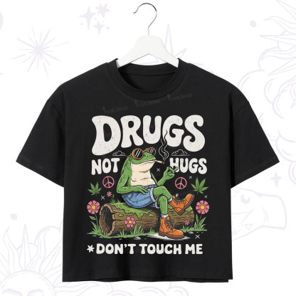 Purplehecate Drugs Not Hugs Crop T-Shirt