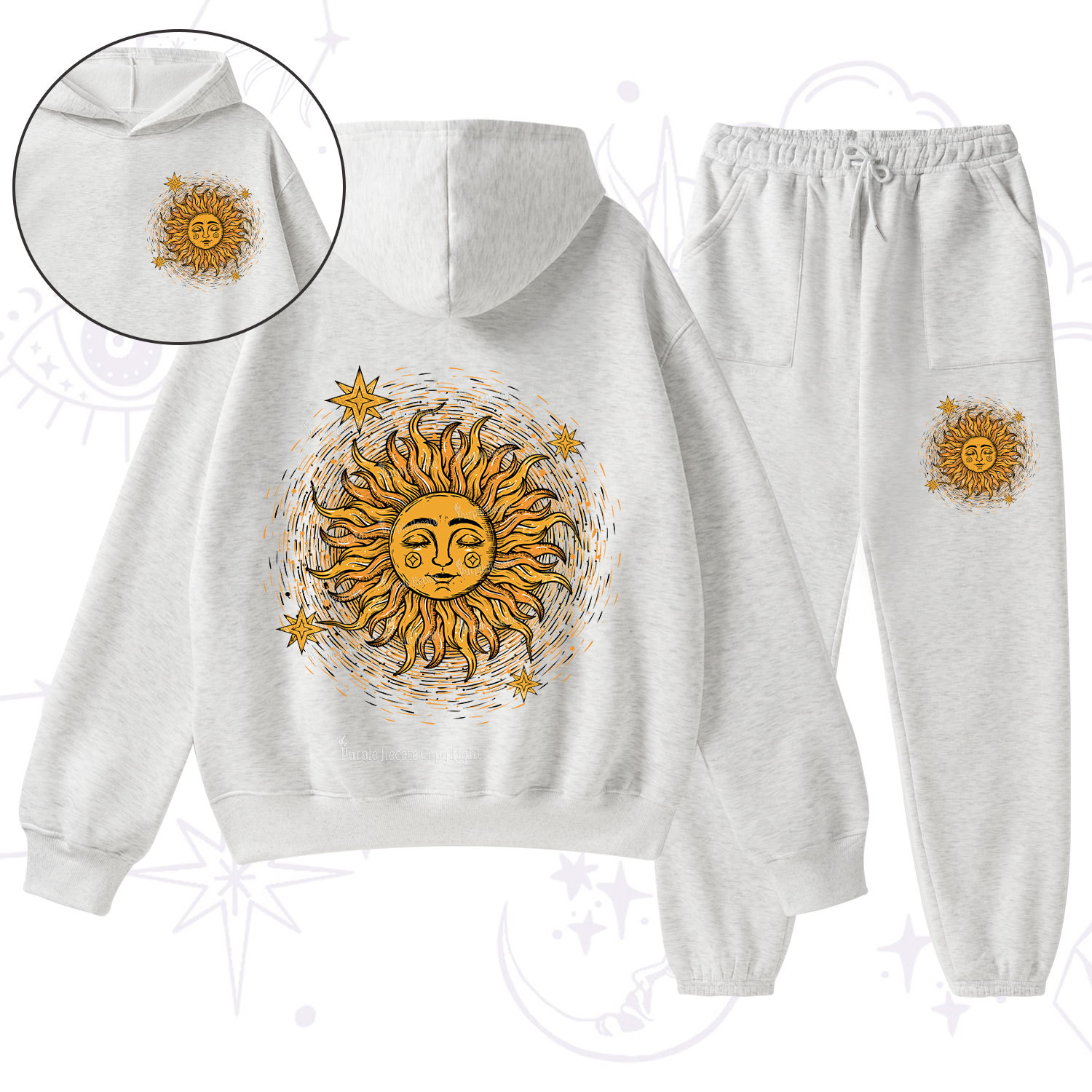 Purplehecate Celestial Sun Fleece Hoodie Suit