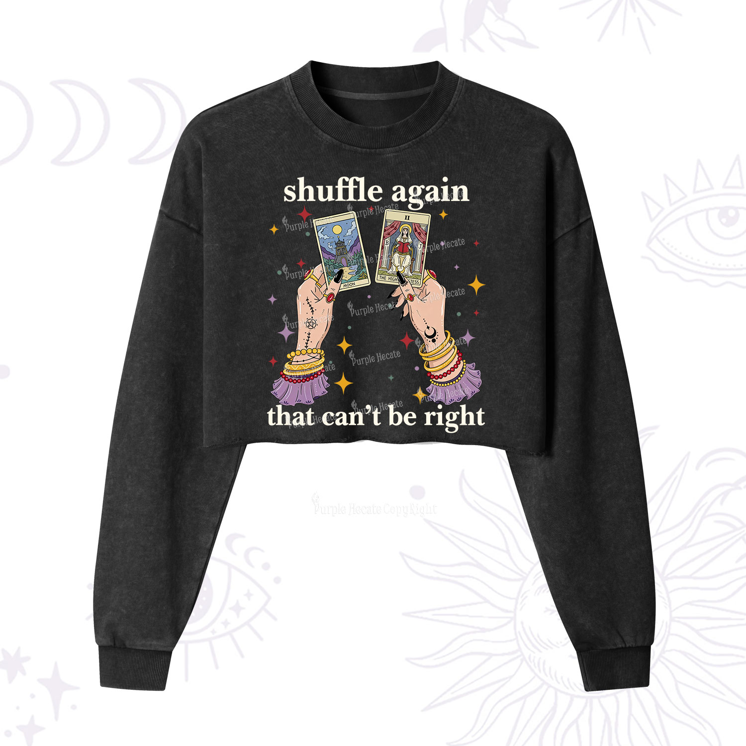 Purplehecate Shuffle Again That Can't Be Right Cropped Washed Sweatshirt