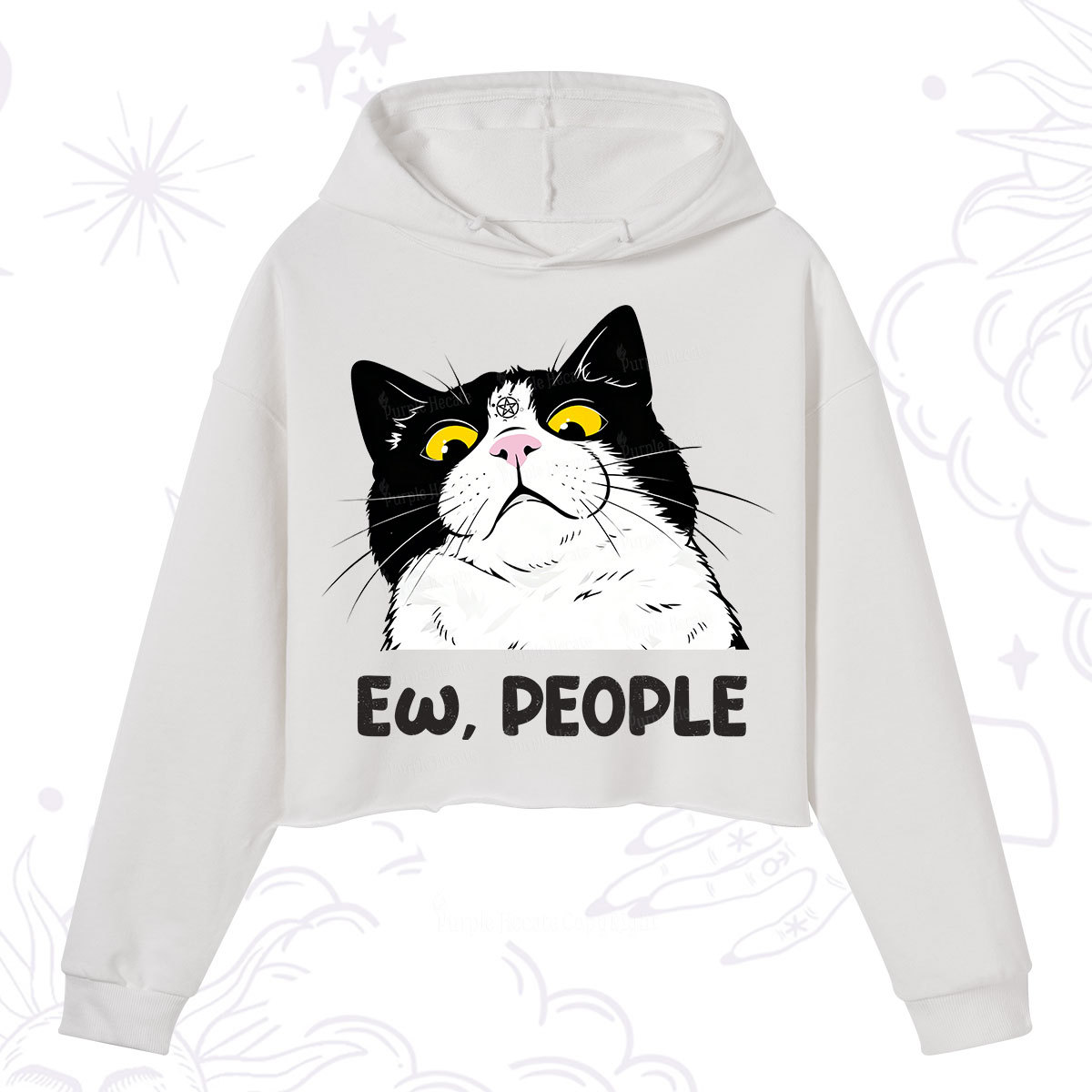 Purplehecate Ew People Cat Crop Hoodie