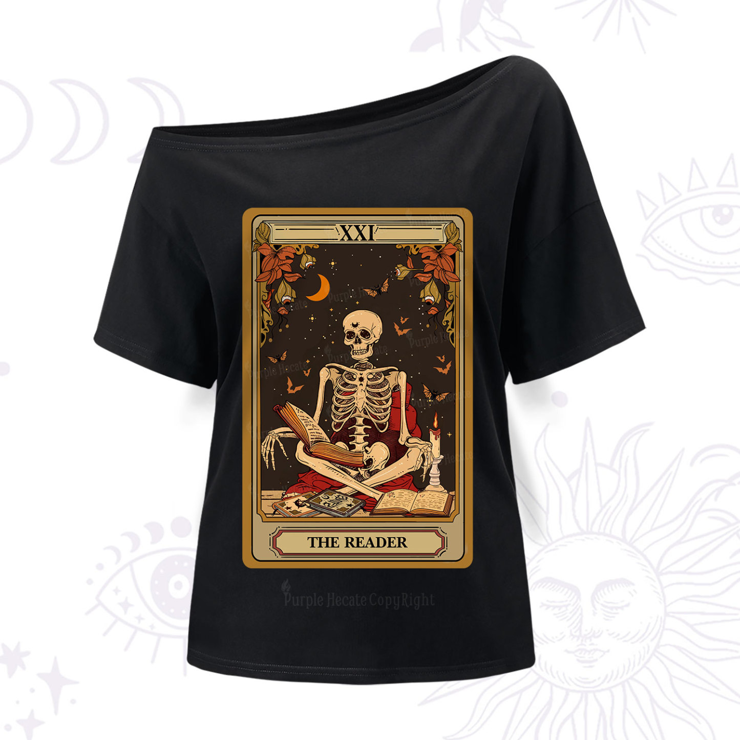 Purplehecate The Reader Tarot Card One Shoulder T-Shir