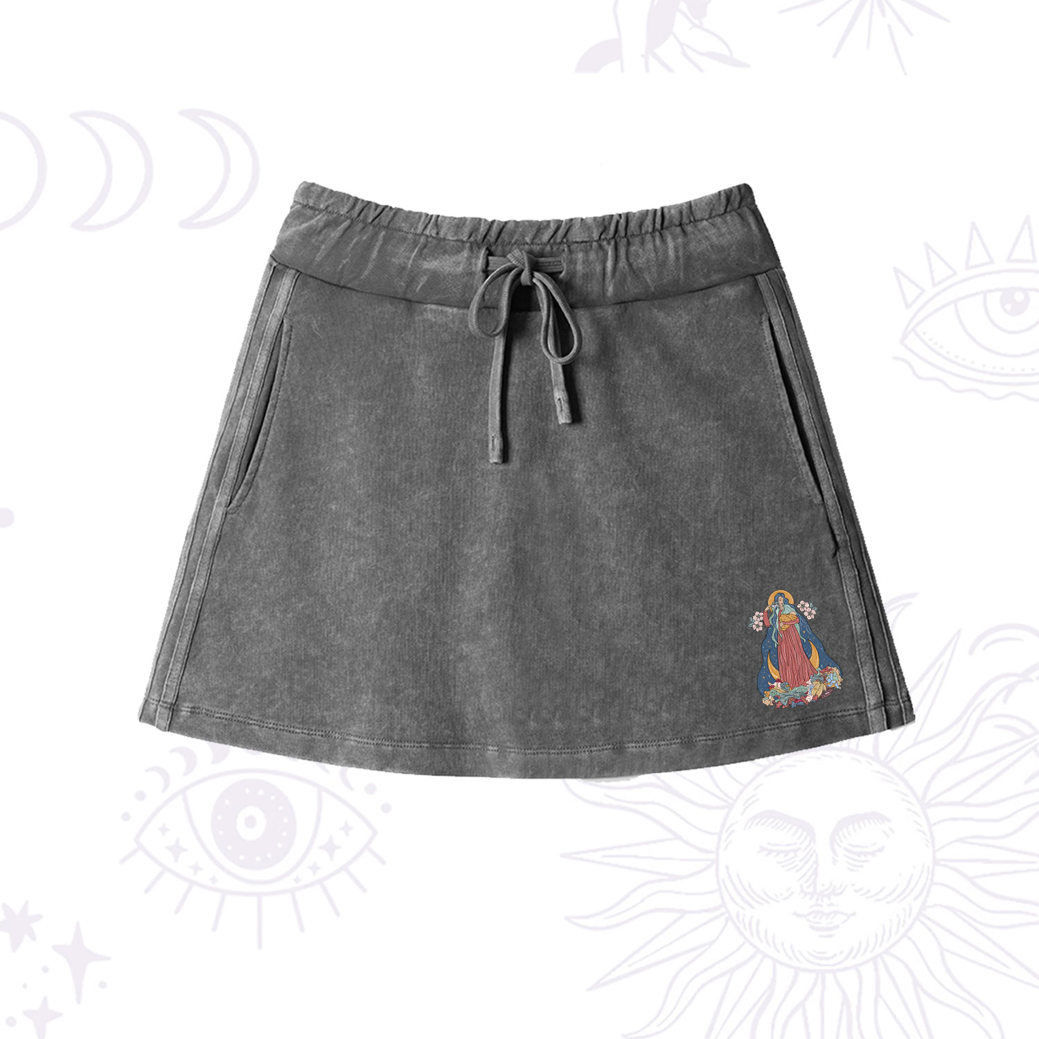 Purplehecate The Mother Washed Drawstring Mini Skirt