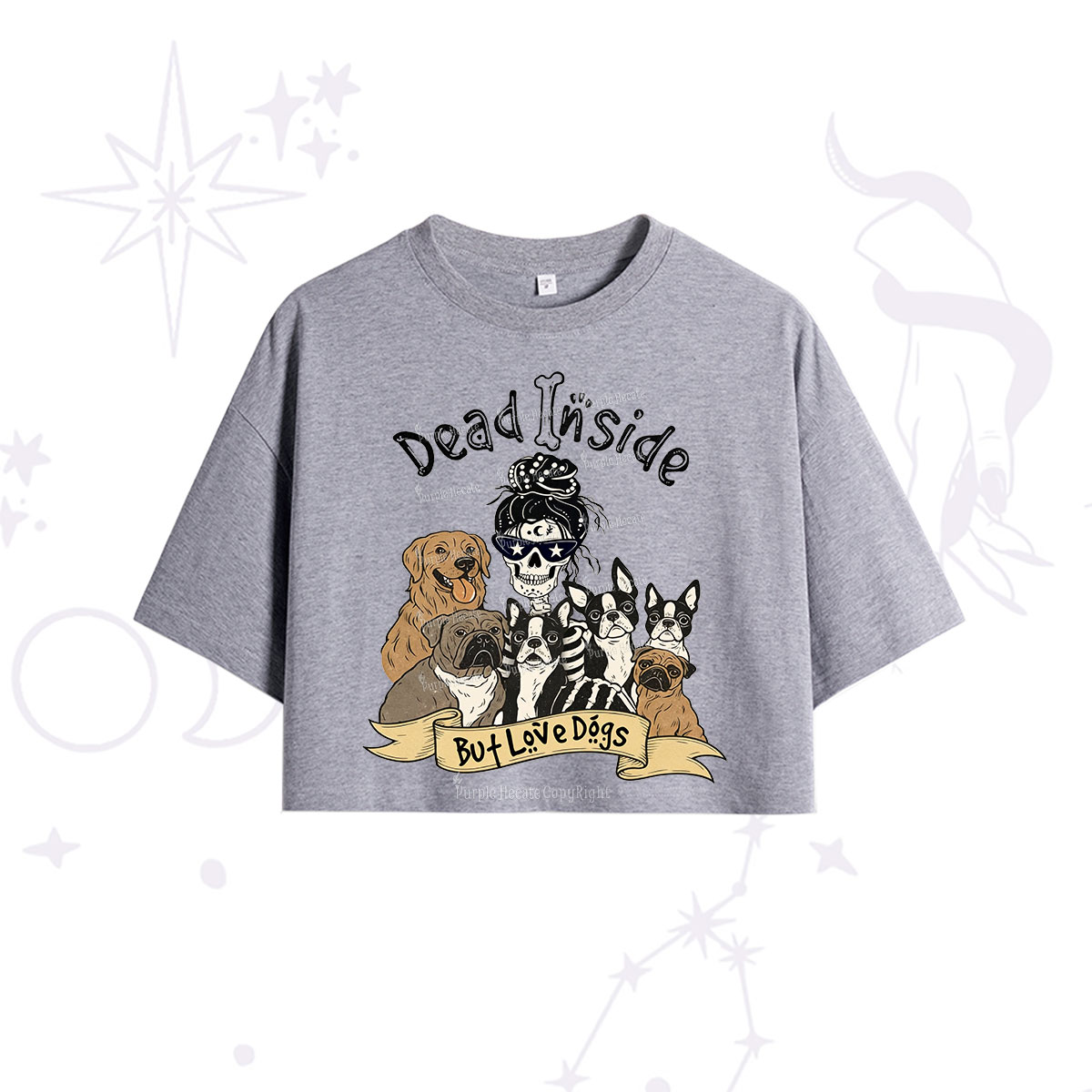 Purplehecate Dead Inside But Love Dogs Crop T-Shirt