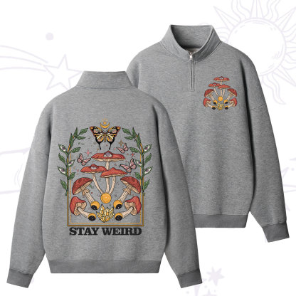 Purplehecate Stay Weird Quarter Zip Fleece Sweatshirt