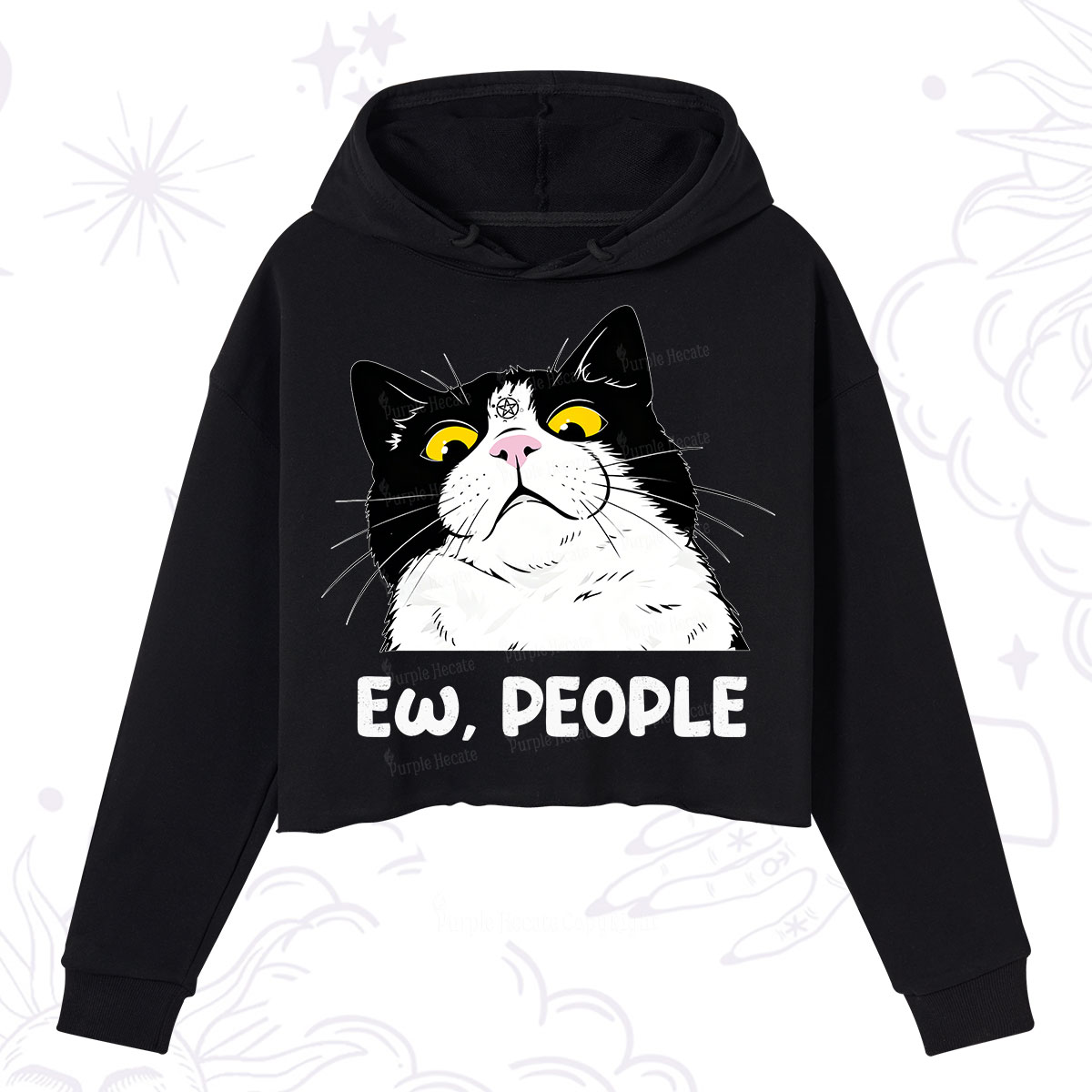 Purplehecate Ew People Cat Crop Hoodie