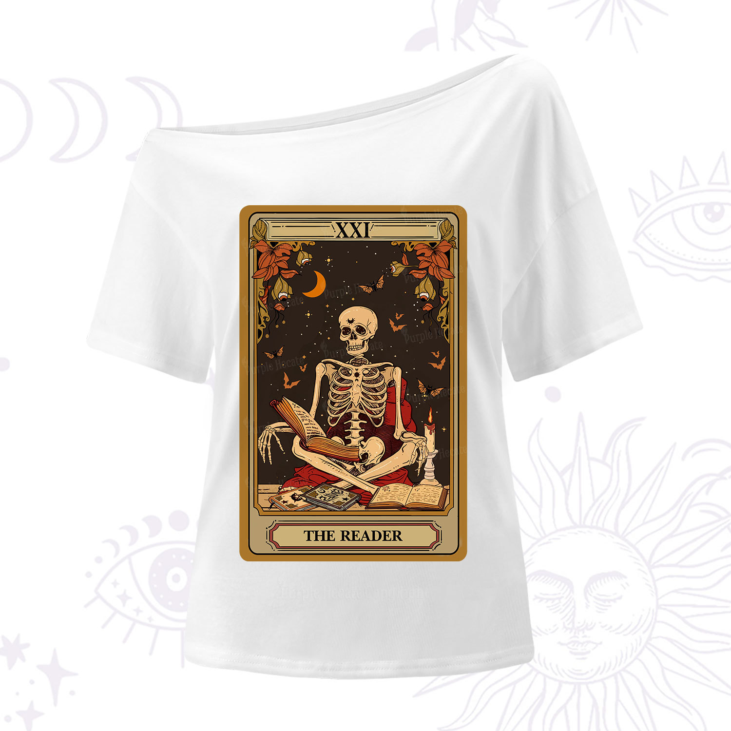 Purplehecate The Reader Tarot Card One Shoulder T-Shirt