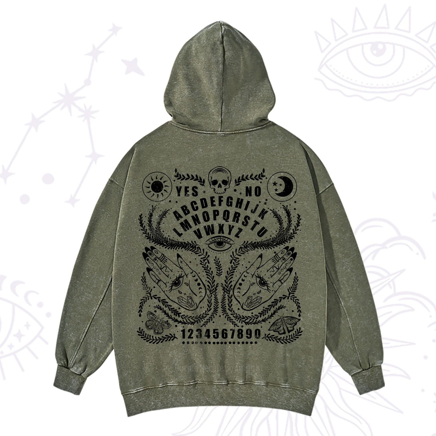 Purplehecate Ouija Spirit Board Washed Hoodie