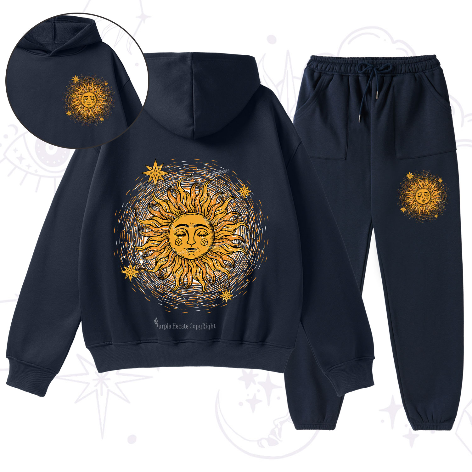 Purplehecate Celestial Sun Fleece Hoodie Suit