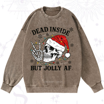 Purplehecate Dead Inside But Jolly AF Christmas Washed Sweatshirt