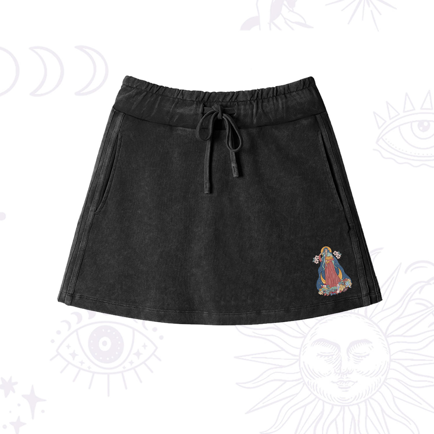 Purplehecate The Mother Washed Drawstring Mini Skirt