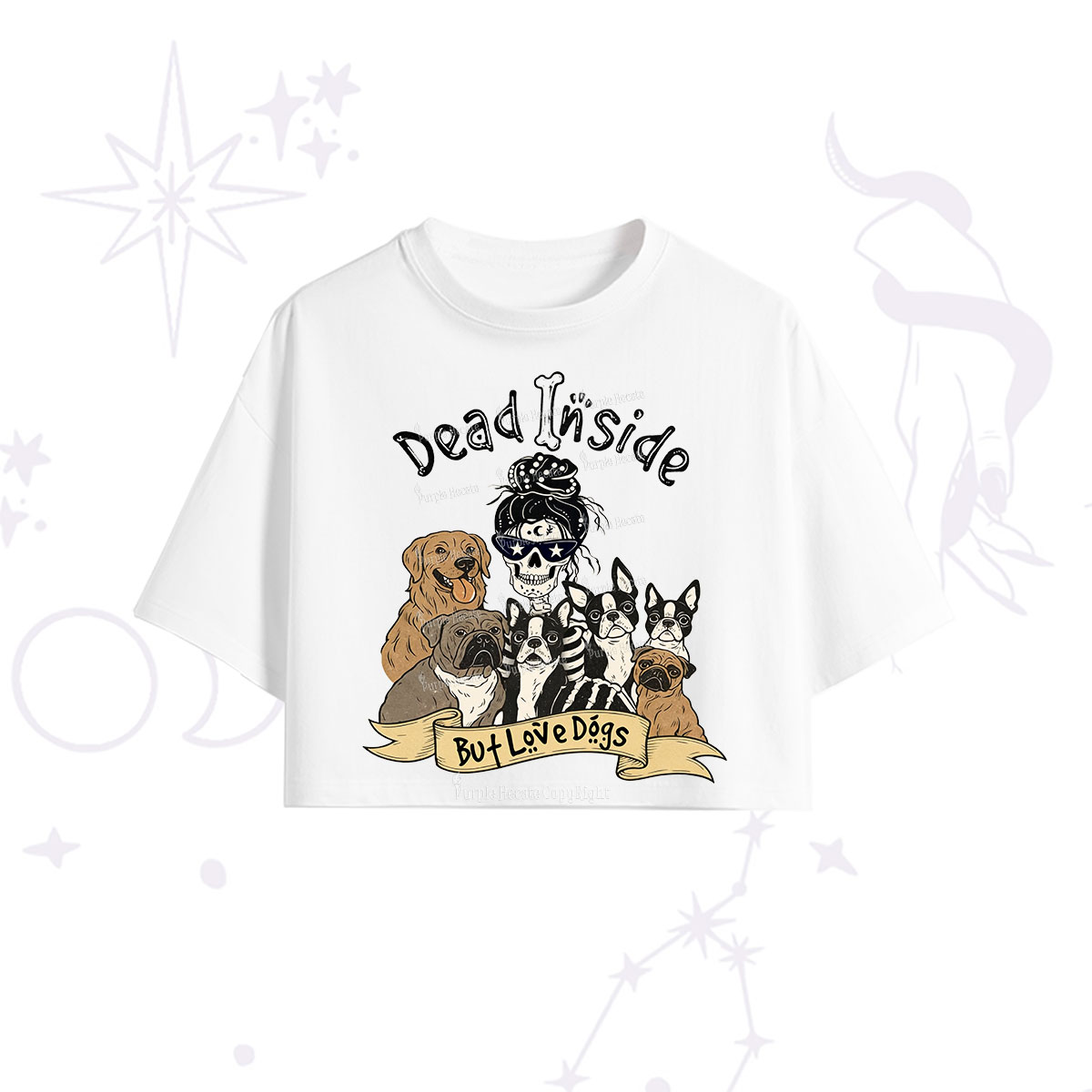 Purplehecate Dead Inside But Love Dogs Crop T-Shirt
