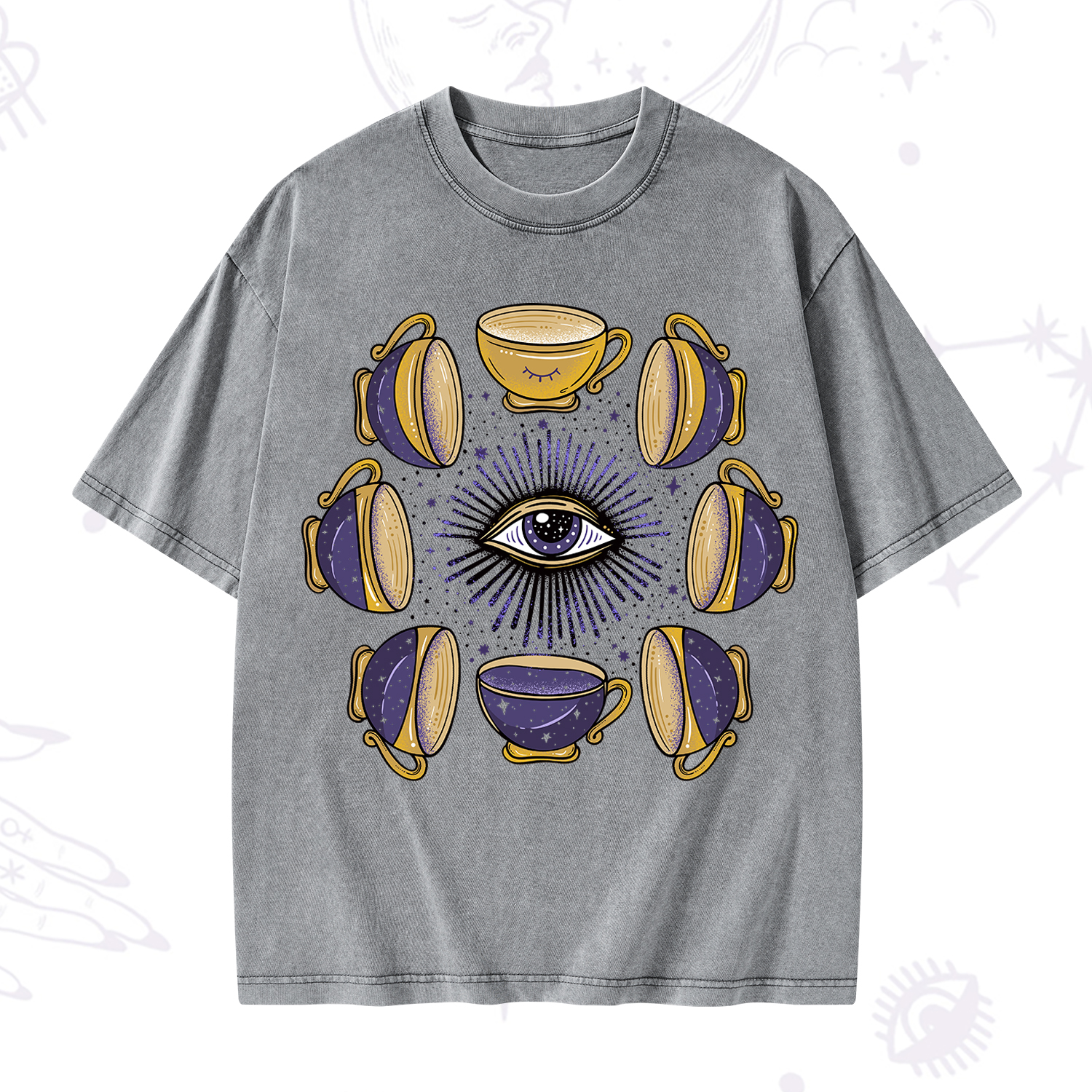 Purplehecate Moon Phase Coffee Lover Washed T-Shirt
