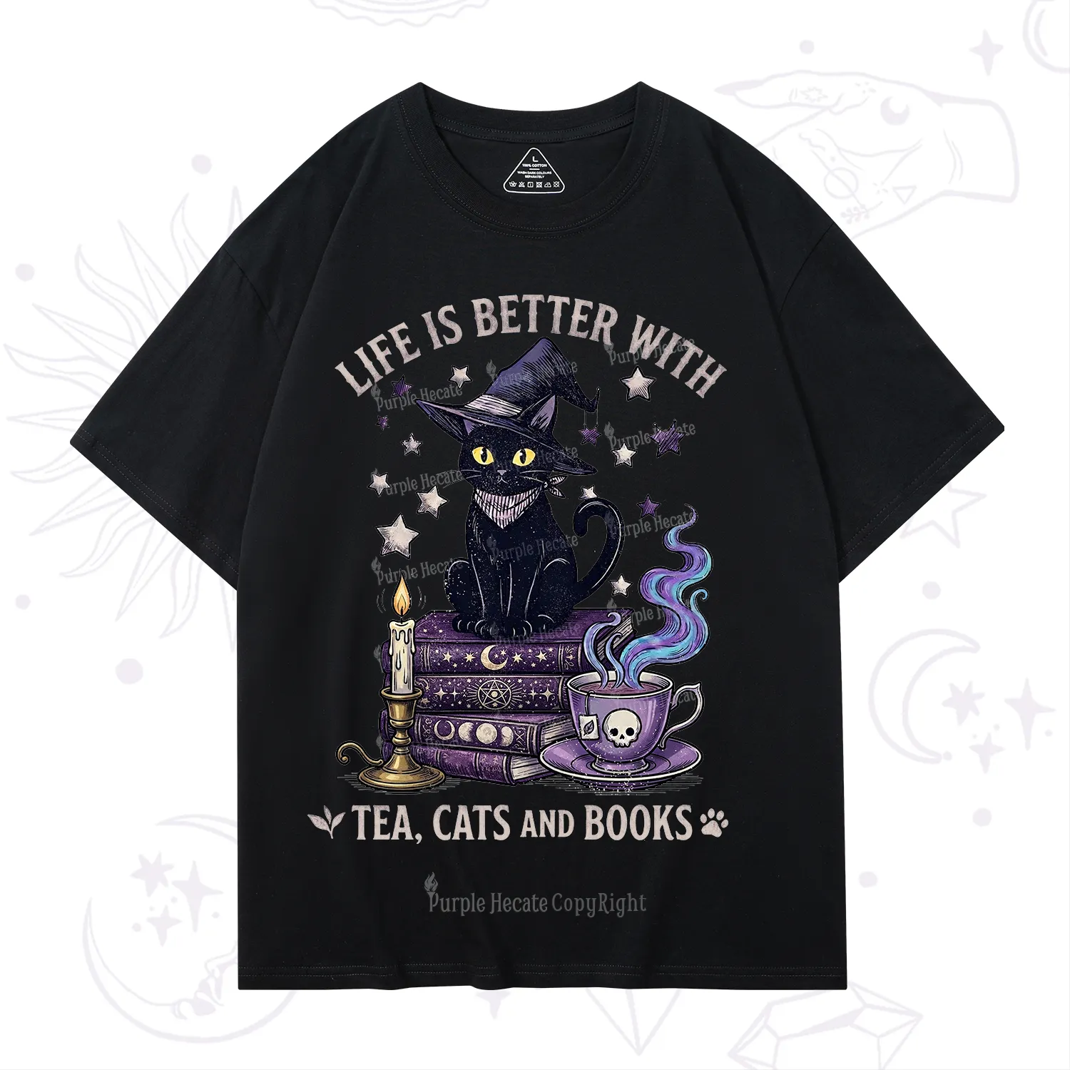 Purplehecate Life Is Better With Cats And Books T-Shirt