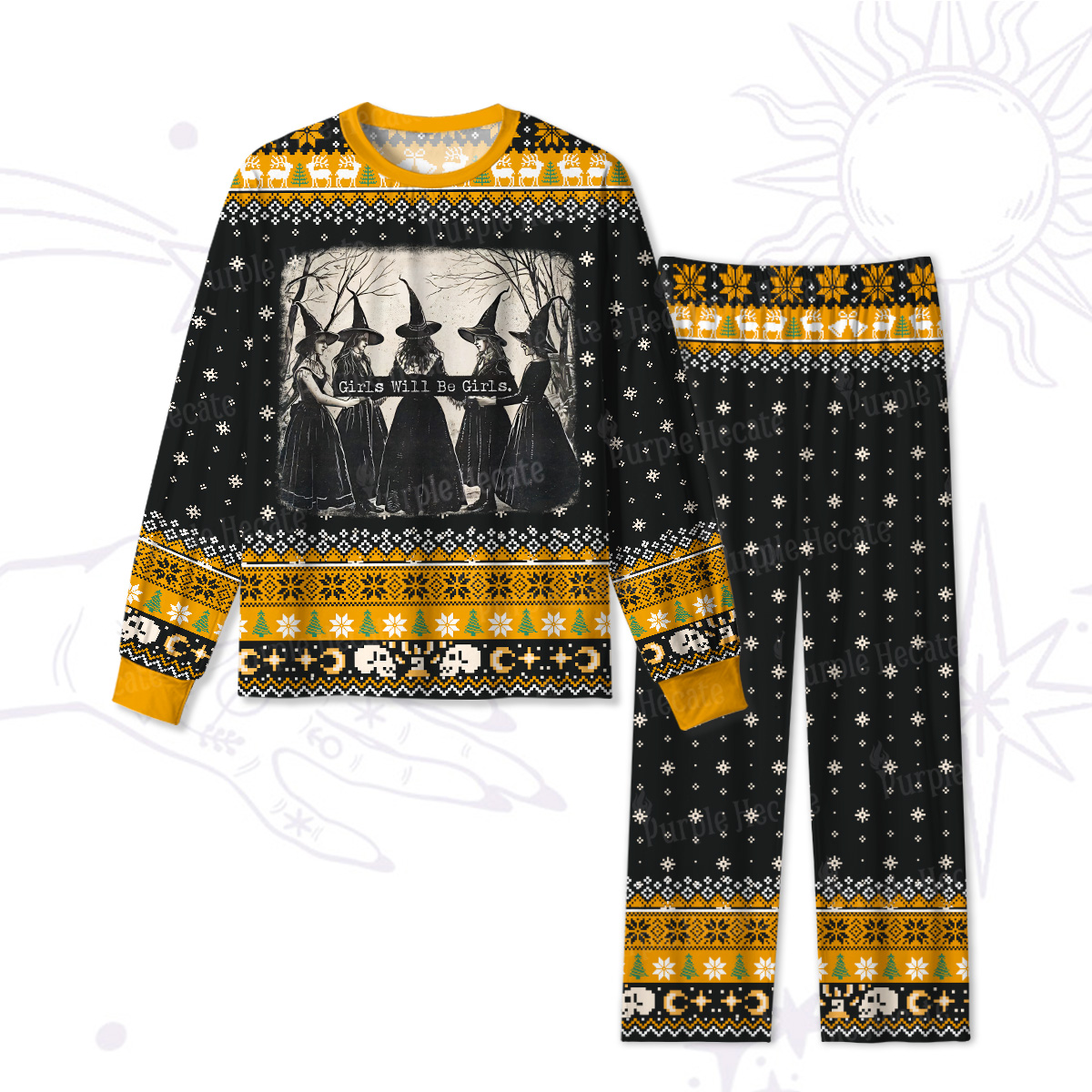 Purplehecate Girls Will Be Girls Witch Christmas Pajamas