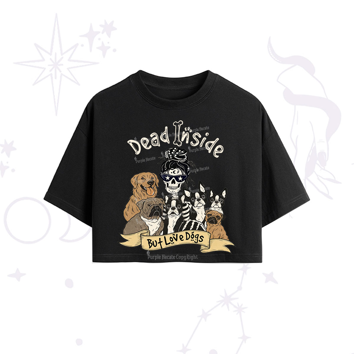 Purplehecate Dead Inside But Love Dogs Crop T-Shirt