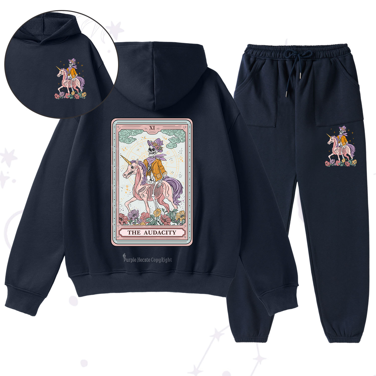 Purplehecate The Audacity Tarot Card Fleece Hoodie Suit
