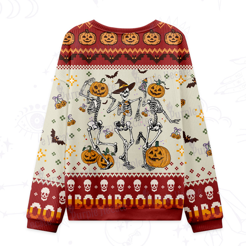 Purplehecate Pumpkin Head Skeleton Dance Halloween Ugly Halloween Sweatshirts