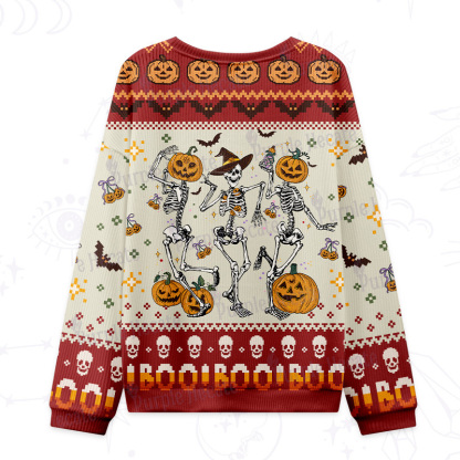 Purplehecate Pumpkin Head Skeleton Dance Halloween Ugly Halloween Sweatshirts