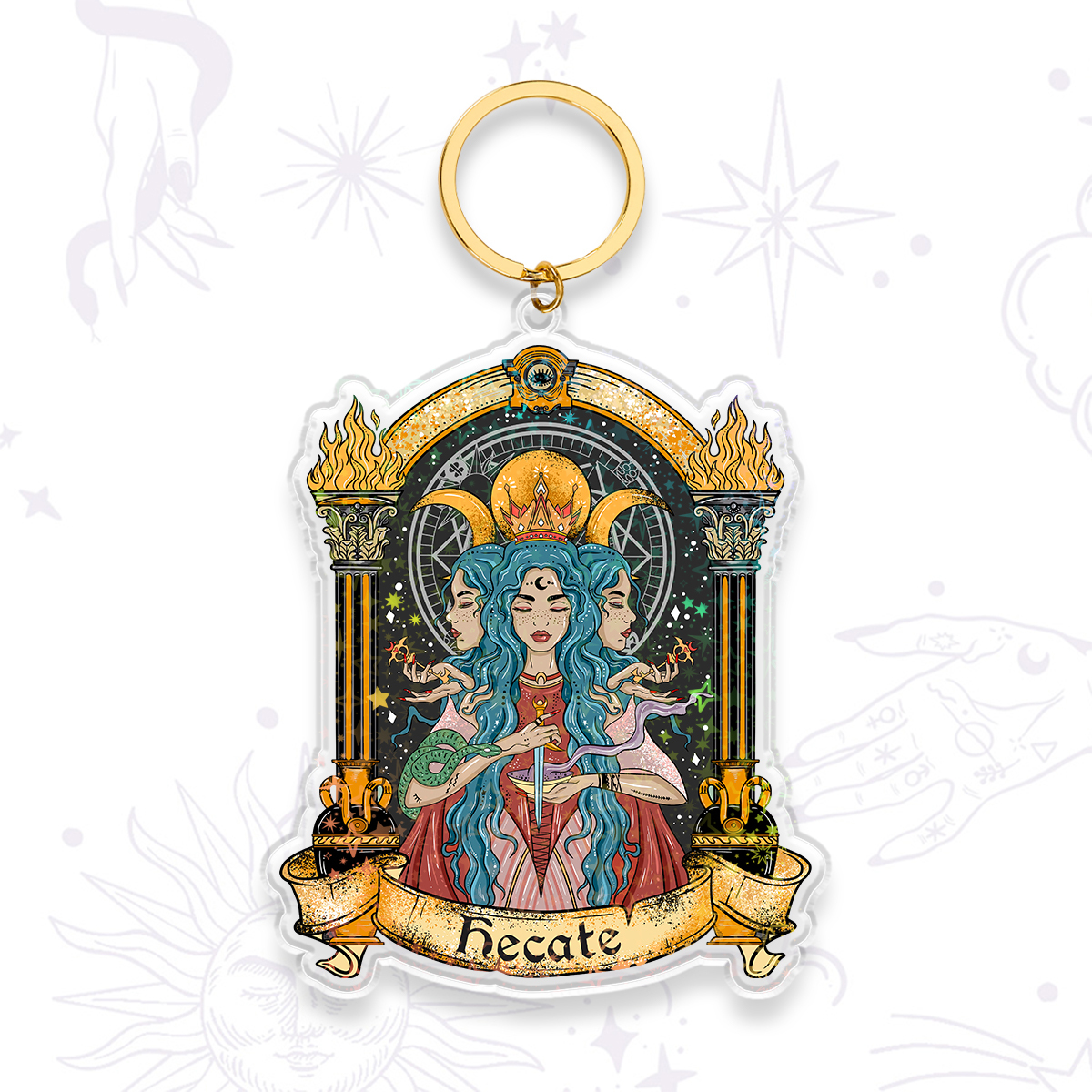 Magic Purplehecate Triple Moon Goddess Hecate Keychain