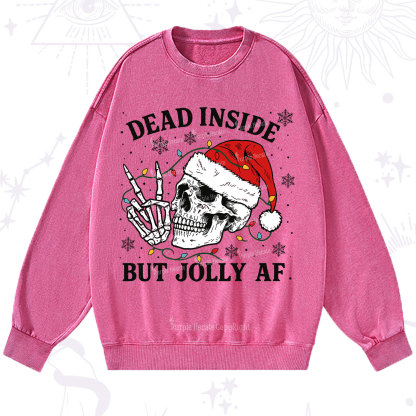 Purplehecate Dead Inside But Jolly AF Christmas Washed Sweatshirt