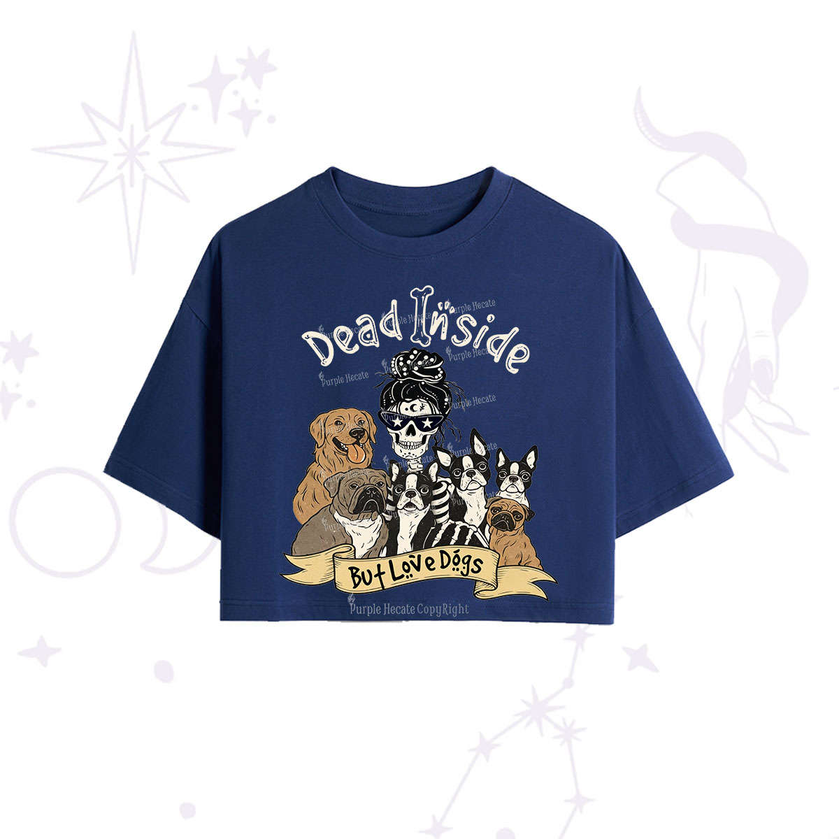 Purplehecate Dead Inside But Love Dogs Crop T-Shirt