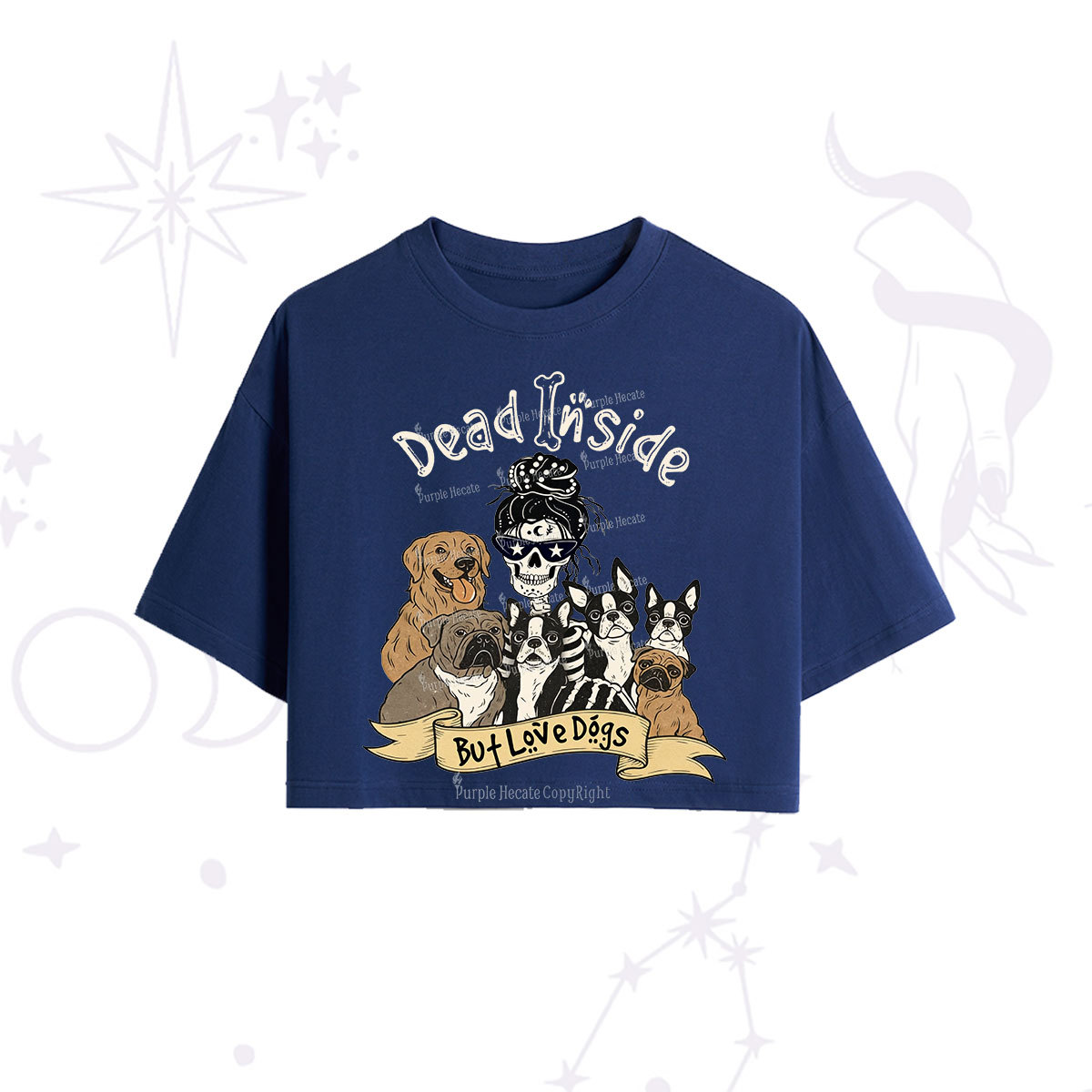 Purplehecate Dead Inside But Love Dogs Crop T-Shirt