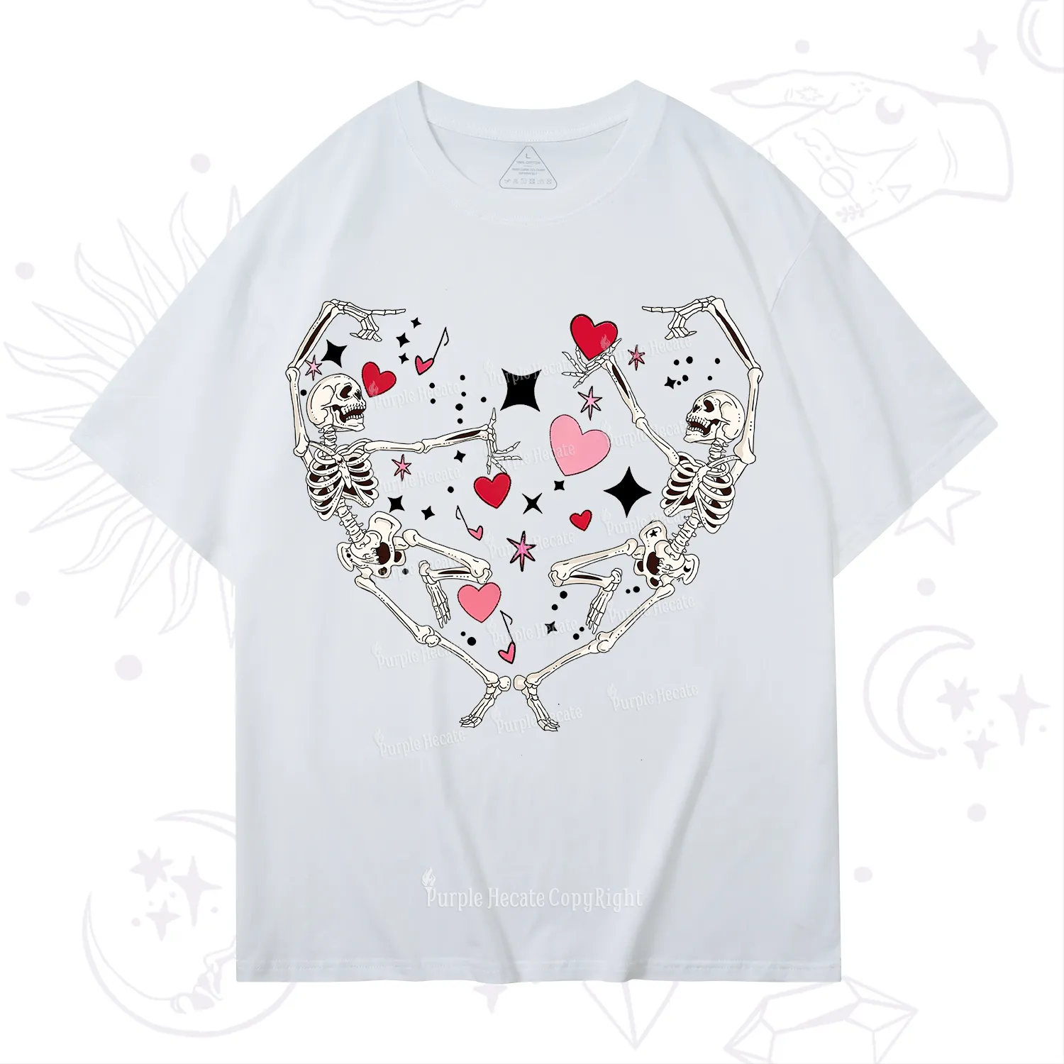 Purplehecate Skeleton Heart Lovers Valentine T-Shirt