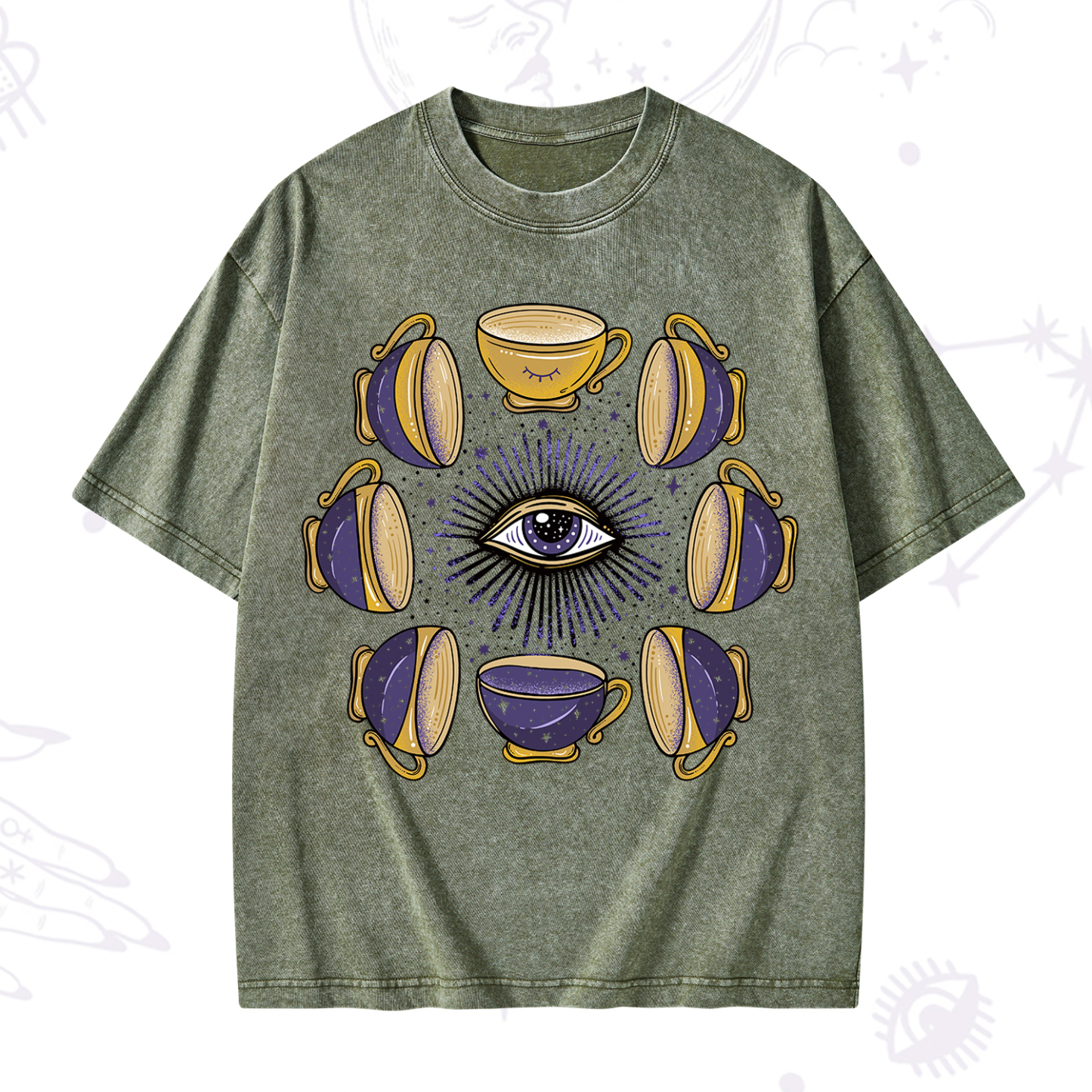 Purplehecate Moon Phase Coffee Lover Washed T-Shirt