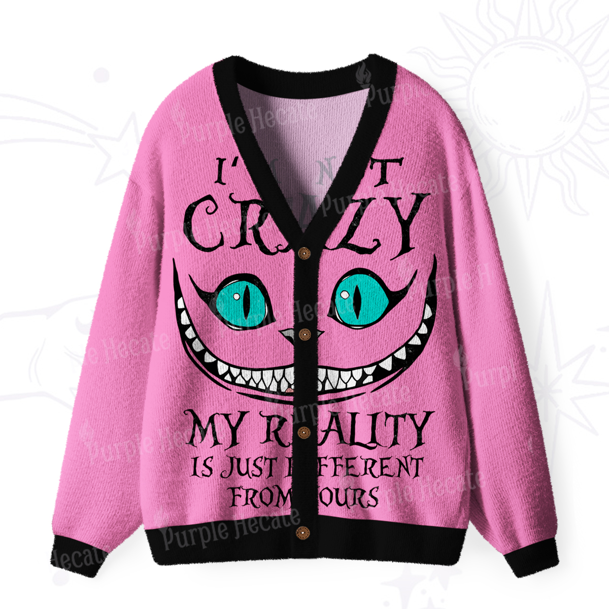 Purplehecate I'm Not Crazy My Reality Is Just  Different Than Yours Ugly Cardigan Sweaters