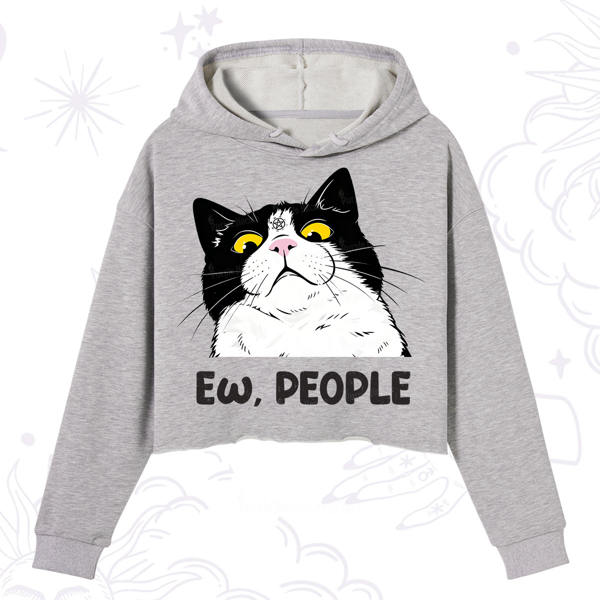 Purplehecate Ew People Cat Crop Hoodie